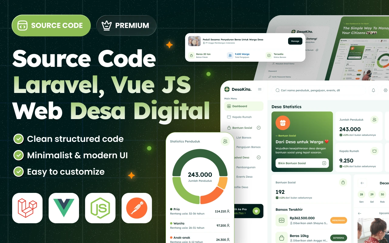 Kelas Source Code Laravel 12 Vue Js 3 Web Desa Digital di BuildWithAngga